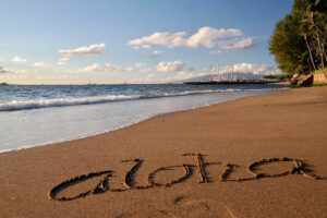 Aloha in sand